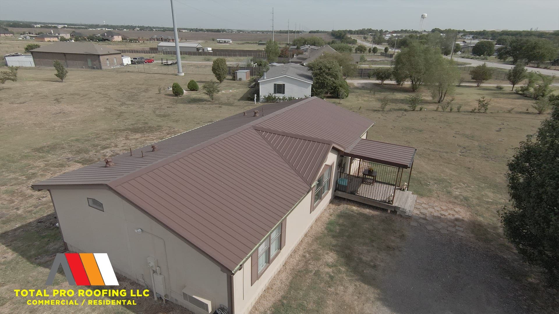 Aerial metal roof commercial — Total Pro Roofing