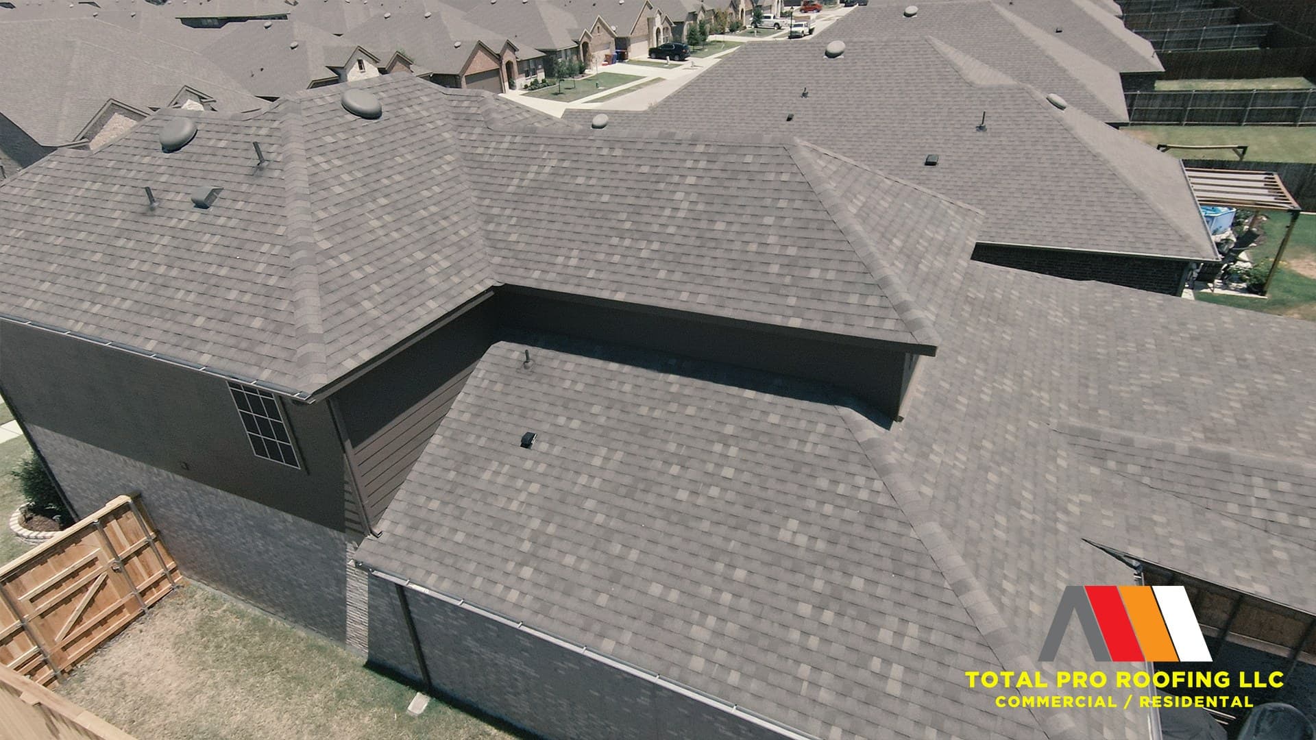 Aerial residential cluster — Total Pro Roofing